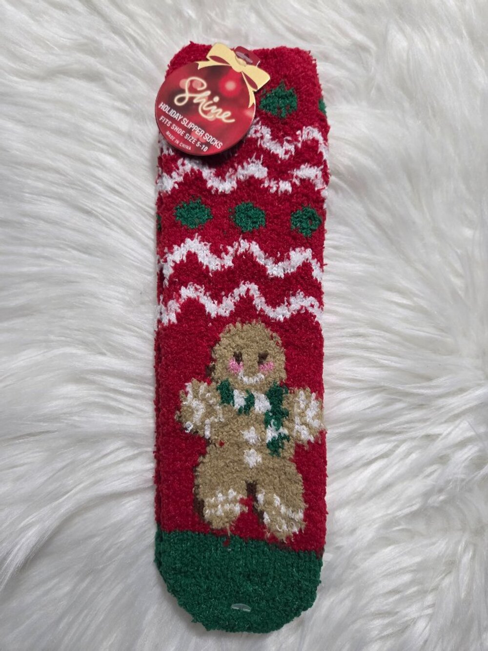 Shine Holiday Gingerbread Slipper Socks